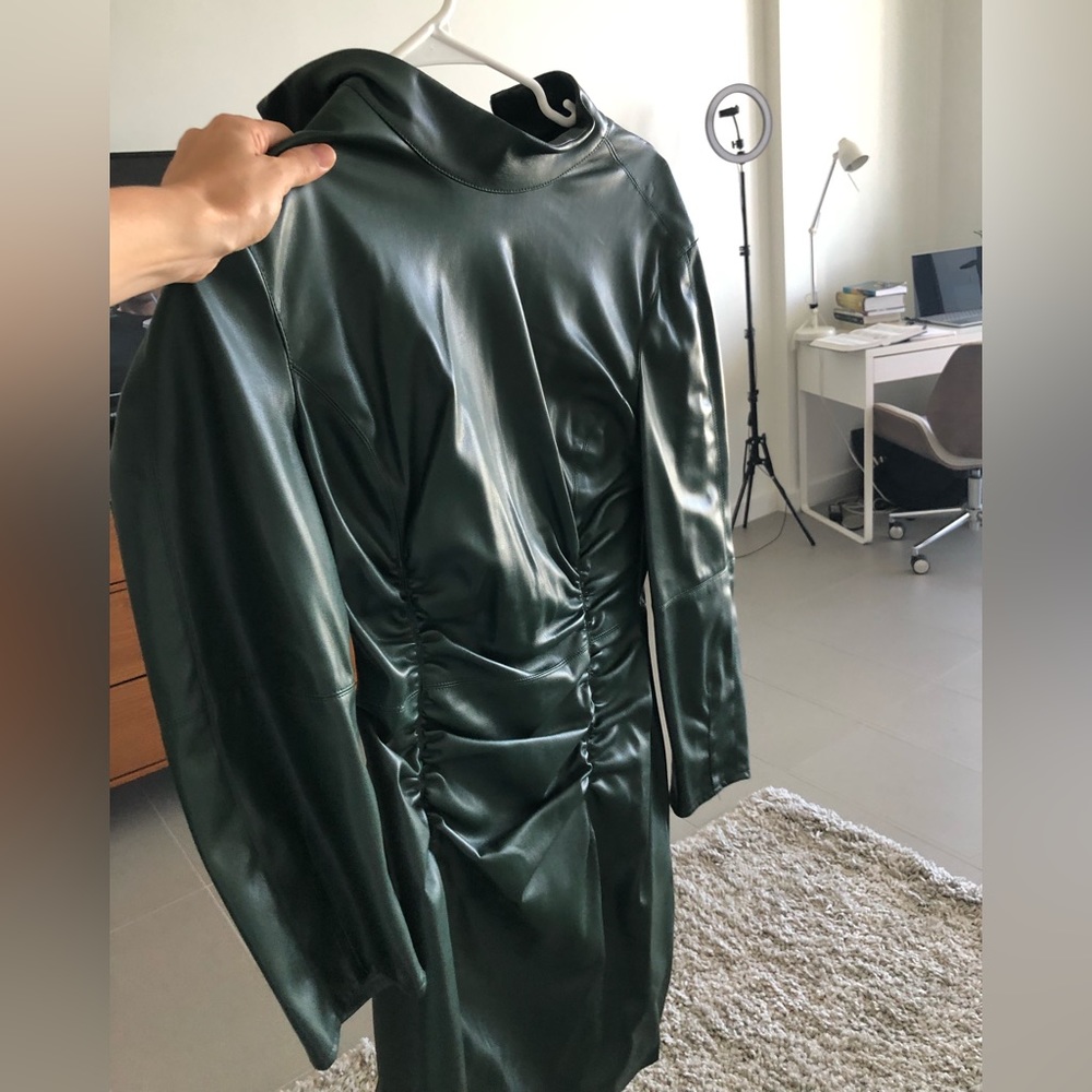 Zara Faux leather green Dress